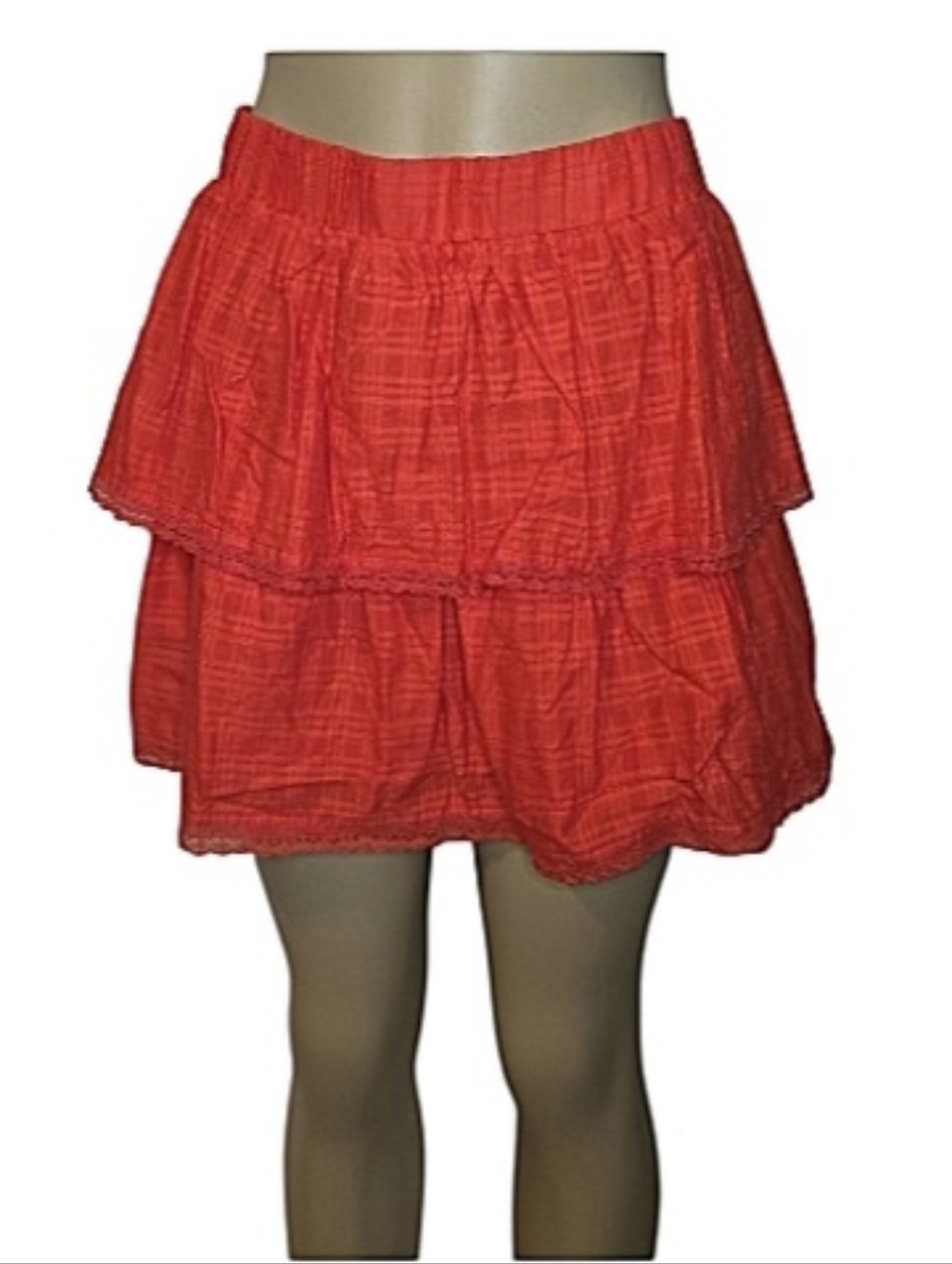 NWT! SO Goods for Life Red Tiered Lace Trim Mini Skirt Size M
